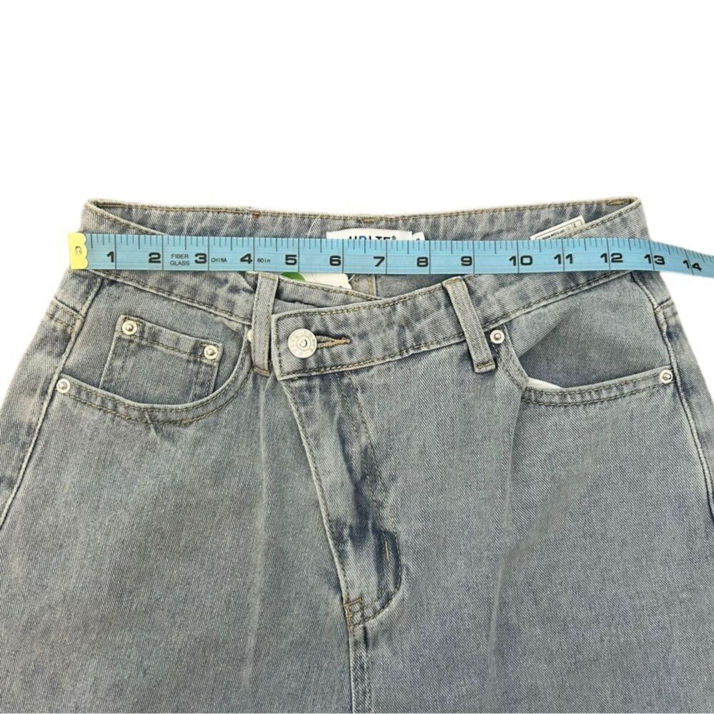 HDLTE Women Wide Leg Jeans High Waist Baggy Asymmetrical Waist Jeans Size Small - Picture 13 of 14